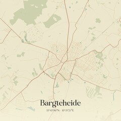 Fototapeta premium Vintage map of Bargteheide, Germany.