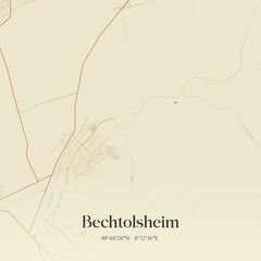 Vintage map of Bechtolsheim, Germany.