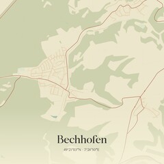 Vintage map of Bechhofen, Germany.