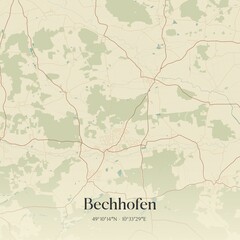 Vintage map of Bechhofen, Germany.
