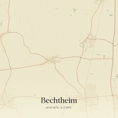 Vintage map of Bechtheim, Germany.