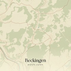 Vintage map of Beckingen, Germany.