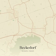 Fototapeta premium Vintage map of Beckedorf, Germany.