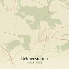 Vintage map of Beimerstetten, Germany.