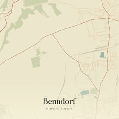 Vintage map of Benndorf, Germany.