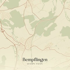 Fototapeta premium Vintage map of Bempflingen, Germany.