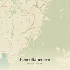 Vintage map of Benediktbeuern, Germany.