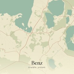 Vintage map of Benz, Germany.