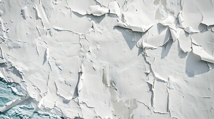 Obraz premium Close-up of a textured, peeling white surface resembling paint or plaster.