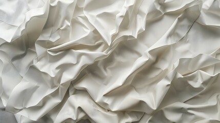 Obraz premium A close-up of crumpled, textured white fabric creating a soft, flowing appearance.