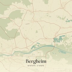 Fototapeta premium Vintage map of Bergheim, Germany.