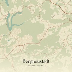 Vintage map of Bergneustadt, Germany.