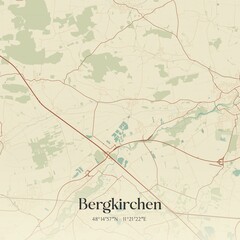 Fototapeta premium Vintage map of Bergkirchen, Germany.