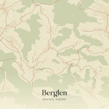 Vintage map of Berglen, Germany.