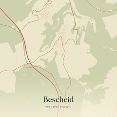Fototapeta premium Vintage map of Bescheid, Germany.