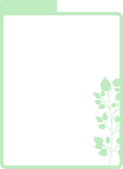 Green Leaves Frame Minimalist Folder Icon with Leaf Design