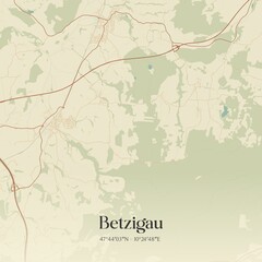 Fototapeta premium Vintage map of Betzigau, Germany.