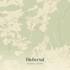 Fototapeta premium Vintage map of Biebertal, Germany.