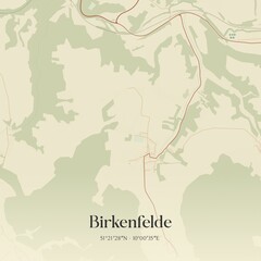 Obraz premium Vintage map of Birkenfelde, Germany.