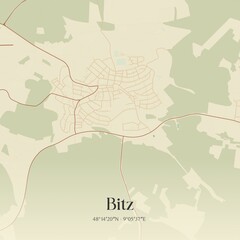 Vintage map of Bitz, Germany.