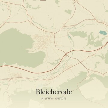 Vintage map of Bleicherode, Germany.