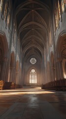 Fototapeta premium Sunlit Gothic Cathedral Interior