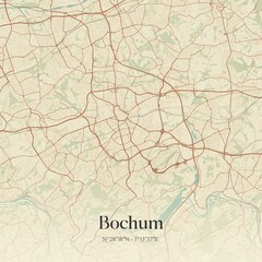 Vintage map of Bochum, Germany.