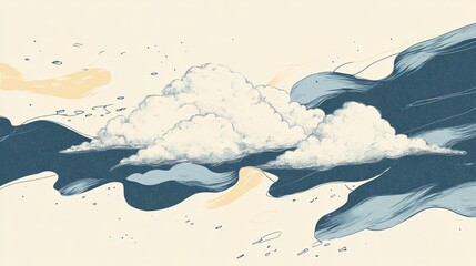Obraz premium Handdrawn Cloud Connection Vector Illustration for Network Technology in Isolated Flat Design