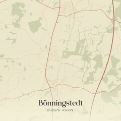 Vintage map of Bonningstedt, Germany.