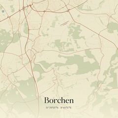 Obraz premium Vintage map of Borchen, Germany.