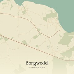 Fototapeta premium Vintage map of Borgwedel, Germany.