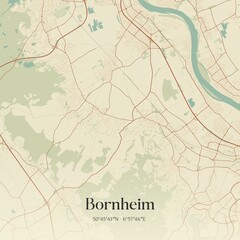 Fototapeta premium Vintage map of Bornheim, Germany.