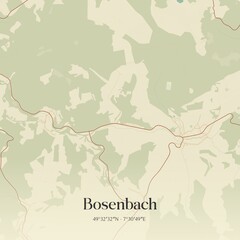Vintage map of Bosenbach, Germany.