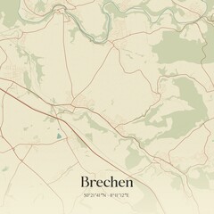 Vintage map of Brechen, Germany.