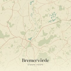 Fototapeta premium Vintage map of Bremervorde, Germany.