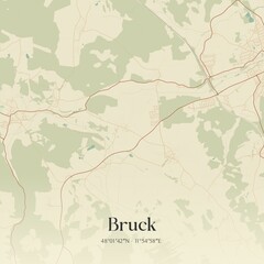 Obraz premium Vintage map of Bruck, Germany.