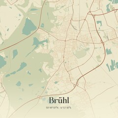 Vintage map of Bruhl, Germany.