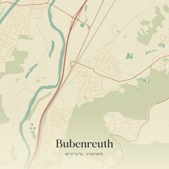 Vintage map of Bubenreuth, Germany.