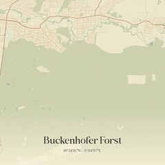 Vintage map of Buckenhofer Forst, Germany.