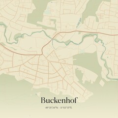 Fototapeta premium Vintage map of Buckenhof, Germany.