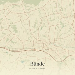 Fototapeta premium Vintage map of Bunde, Germany.
