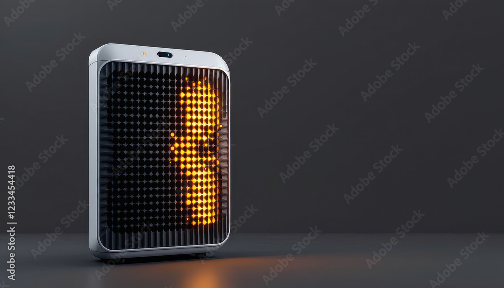 Poster modern minimalist illuminated honeycomb heater, digital rendering