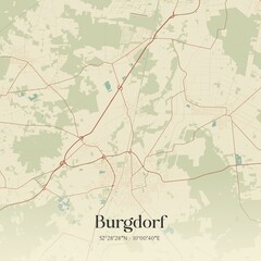 Vintage map of Burgdorf, Germany.