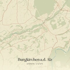 Fototapeta premium Vintage map of Burgkirchen a.d. Alz, Germany.