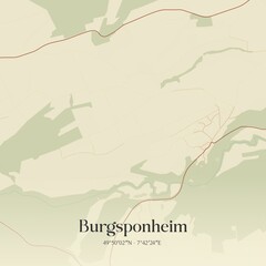 Fototapeta premium Vintage map of Burgsponheim, Germany.