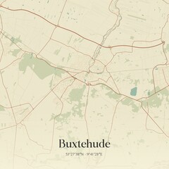 Fototapeta premium Vintage map of Buxtehude, Germany.