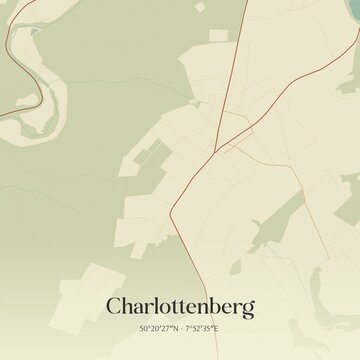 Vintage map of Charlottenberg, Germany.