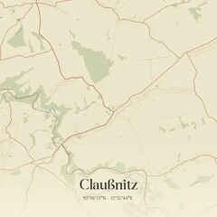 Fototapeta premium Vintage map of Claußnitz, Germany.