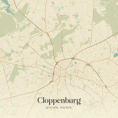 Vintage map of Cloppenburg, Germany.