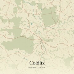 Fototapeta premium Vintage map of Colditz, Germany.